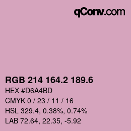 カラーコード: RGB 214 164.2 189.6 | qconv.com