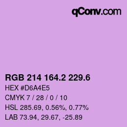 カラーコード: RGB 214 164.2 229.6 | qconv.com
