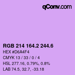 カラーコード: RGB 214 164.2 244.6 | qconv.com