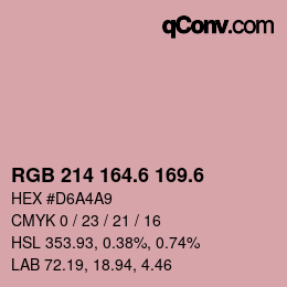 カラーコード: RGB 214 164.6 169.6 | qconv.com