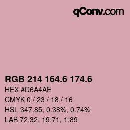 カラーコード: RGB 214 164.6 174.6 | qconv.com