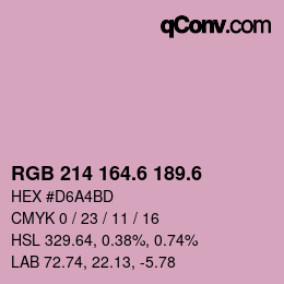 カラーコード: RGB 214 164.6 189.6 | qconv.com