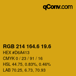 カラーコード: RGB 214 164.6 19.6 | qconv.com