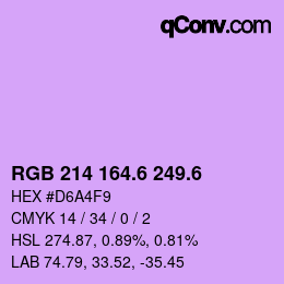 カラーコード: RGB 214 164.6 249.6 | qconv.com