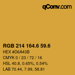 カラーコード: RGB 214 164.6 59.6 | qconv.com