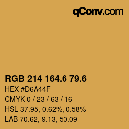 カラーコード: RGB 214 164.6 79.6 | qconv.com