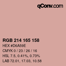 颜色代码: RGB 214 165 158 | qconv.com