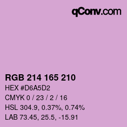 カラーコード: RGB 214 165 210 | qconv.com
