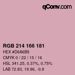 Color code: RGB 214 166 181 | qconv.com