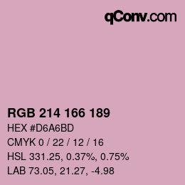 Color code: RGB 214 166 189 | qconv.com