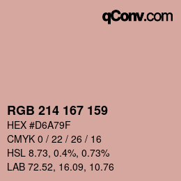 カラーコード: RGB 214 167 159 | qconv.com