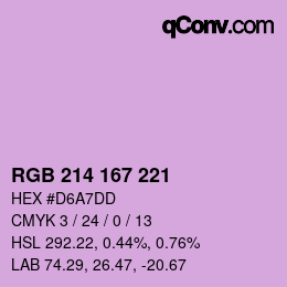 Código de color: RGB 214 167 221 | qconv.com
