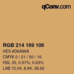 Color code: RGB 214 169 106 | qconv.com