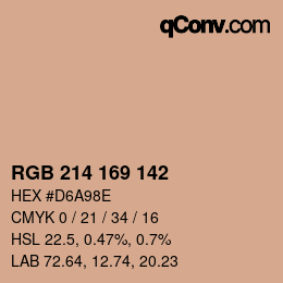 Color code: RGB 214 169 142 | qconv.com