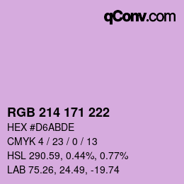 Color code: RGB 214 171 222 | qconv.com