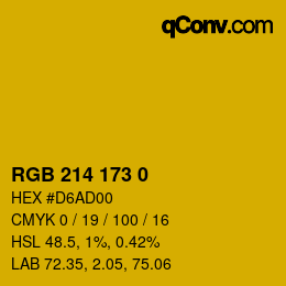 Color code: RGB 214 173 0 | qconv.com