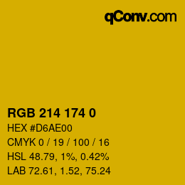 カラーコード: RGB 214 174 0 | qconv.com