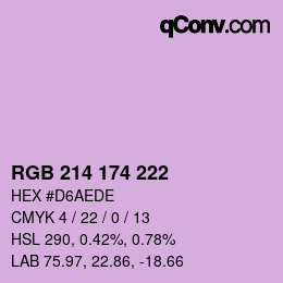 Color code: RGB 214 174 222 | qconv.com