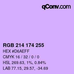 Color code: RGB 214 174 255 | qconv.com