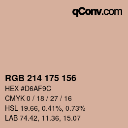Color code: RGB 214 175 156 | qconv.com