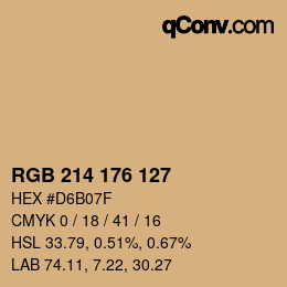 カラーコード: RGB 214 176 127 | qconv.com