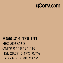 カラーコード: RGB 214 176 141 | qconv.com