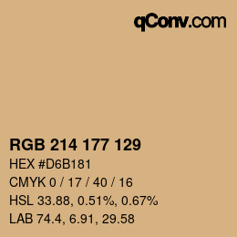 颜色代码: RGB 214 177 129 | qconv.com