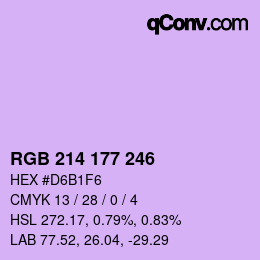 颜色代码: RGB 214 177 246 | qconv.com