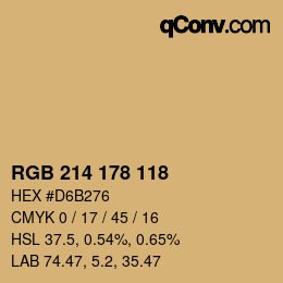 Color code: RGB 214 178 118 | qconv.com