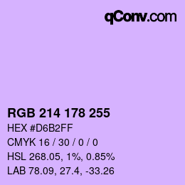 カラーコード: RGB 214 178 255 | qconv.com