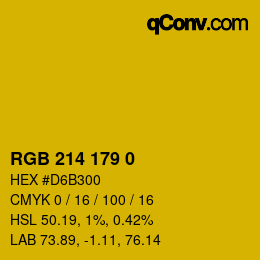 Color code: RGB 214 179 0 | qconv.com