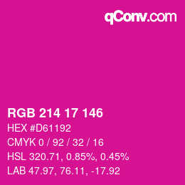 Color code: RGB 214 17 146 | qconv.com