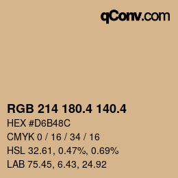 カラーコード: RGB 214 180.4 140.4 | qconv.com