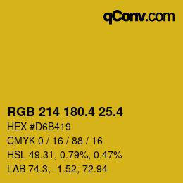 カラーコード: RGB 214 180.4 25.4 | qconv.com