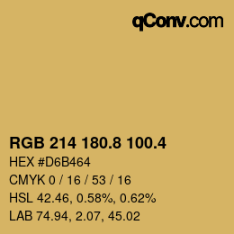 カラーコード: RGB 214 180.8 100.4 | qconv.com