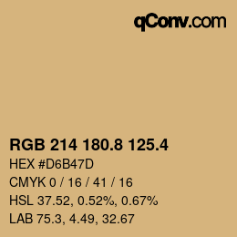 カラーコード: RGB 214 180.8 125.4 | qconv.com