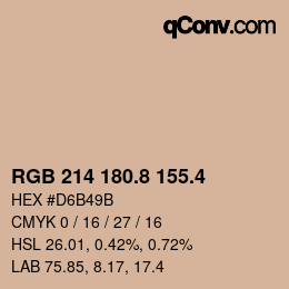 カラーコード: RGB 214 180.8 155.4 | qconv.com
