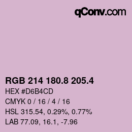 カラーコード: RGB 214 180.8 205.4 | qconv.com