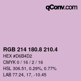 カラーコード: RGB 214 180.8 210.4 | qconv.com