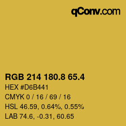 カラーコード: RGB 214 180.8 65.4 | qconv.com