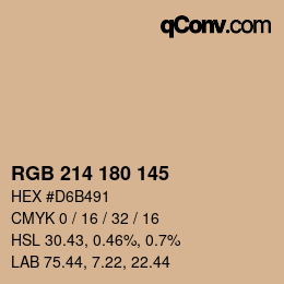 Color code: RGB 214 180 145 | qconv.com