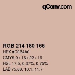 Color code: RGB 214 180 166 | qconv.com