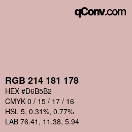 カラーコード: RGB 214 181 178 | qconv.com
