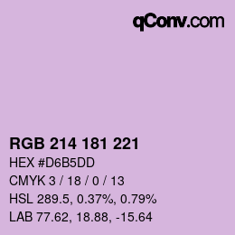 Color code: RGB 214 181 221 | qconv.com