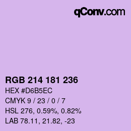 Color code: RGB 214 181 236 | qconv.com