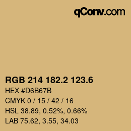 カラーコード: RGB 214 182.2 123.6 | qconv.com