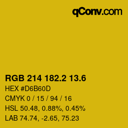 カラーコード: RGB 214 182.2 13.6 | qconv.com