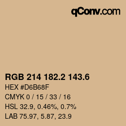 カラーコード: RGB 214 182.2 143.6 | qconv.com