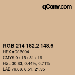 カラーコード: RGB 214 182.2 148.6 | qconv.com