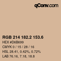 カラーコード: RGB 214 182.2 153.6 | qconv.com